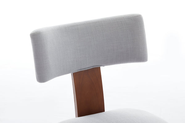 English Elm 064-Set Linen Fabric Modern Armless Dining Chairs with Curved Back & Solid Light Brown Legs for Stylish Comfort Gray W527P292115