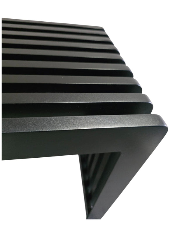 English Elm Dune Slatted Aluminum Outdoor Bench with Rounded Edges for Patio or Garden Black B2755P462212