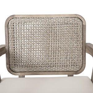 English Elm Outdoor Acacia Wood Club Chair Deep Seating Woven Back Patio Lounge Resort Style N780P171149B