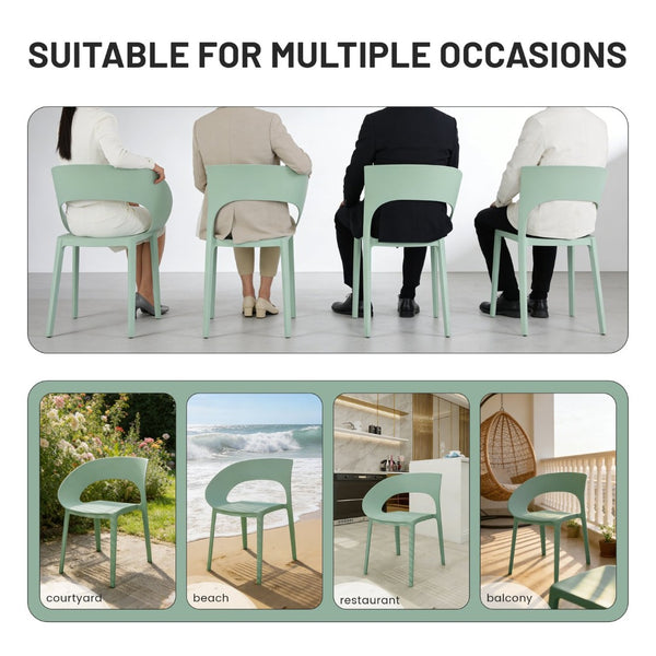 English Elm Summer Polypropylene Round Dining Set Stackable Chairs Uv Resistant Indoor Outdoor Patio Haze Green,White W3450S00026
