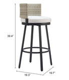 Midnight Wave Barstool White 704027 Zuo Modern