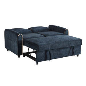 English Elm Swivel Barrel Accent Chair Chenille Tufted Round Club Seat for Living Room Lounge Blue N719S002330C