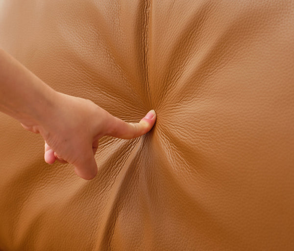 English Elm 94.5 Inch L-Shaped Genuine Leather Sofa With Left Chaise Lounge - Modern Tan Sectional Comfort W791S00022