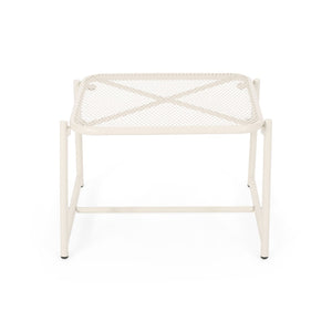 English Elm Kincaid Outdoor Iron Mesh Conversation Set Rust Resistant Patio Chairs with Side Table White N775P392159W