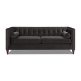 English Elm Jack 84" Modern Tuxedo Tufted Sofa, Dark Charcoal Grey Velvet