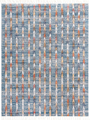 Unique Loom Aramis Aras Machine Made Tribal Rug Blue, Ivory/Navy Blue/Rust Red/Terracotta/Light Brown 7' 10" x 10' 0"