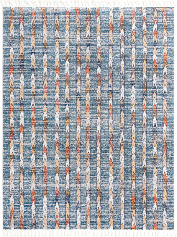 Unique Loom Aramis Aras Machine Made Tribal Rug Blue, Ivory/Navy Blue/Rust Red/Terracotta/Light Brown 7' 10" x 10' 0"