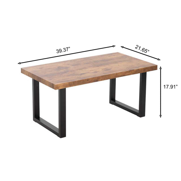 English Elm MDF Walnut Coffee Table with Metal Legs — Versatile Small Sofa & Outdoor Tea Table, Durable Design W1718P362671