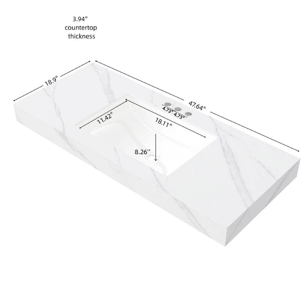 English Elm 48" Muri Sintered Stone Vanity Top Undermount Ceramic Basin Marble Look Bath W2615P434180