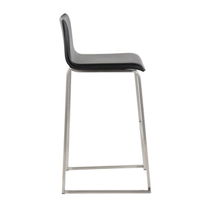 English Elm Mara Modern Barstool Set of 2 – Faux Leather Upholstery, Gold Steel Frame, Built-In Footrest, Sturdy Black B202P222237
