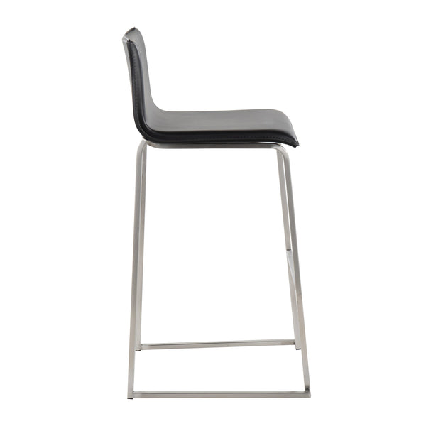 English Elm Mara Modern Barstool Set of 2 – Faux Leather Upholstery, Gold Steel Frame, Built-In Footrest, Sturdy Black B202P222237