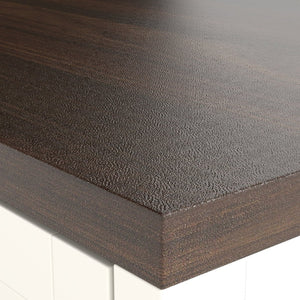 English Elm 83.1'' Extendable Kitchen Island Prep Station with Walnut Woodgrain and Built-in Power Hub W2557S00002