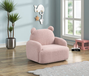 English Elm Rosella Bear Shaped Sherpa Kids Armchair with Sculpted Ears for Playroom Comfort Pink B2749P413208