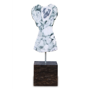 Adara Marble Dress Sculpture - Vintage 1970s Chic Home Accent, Handcrafted Fashion Artistry Piece