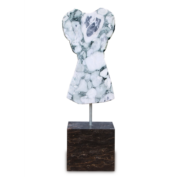 Adara Marble Dress Sculpture - Vintage 1970s Chic Home Accent, Handcrafted Fashion Artistry Piece