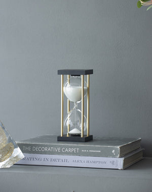 English Elm Set Of 2 Spellman Hourglasses - Elegant 15-Minute Timers With Black & Brass Frame For Home Decor W2078P278790-GIGA