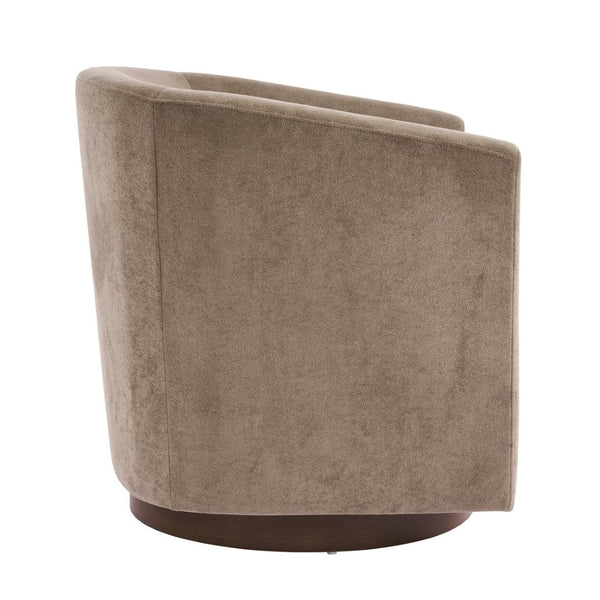 English Elm Halo Velvet Barrel Swivel Accent Chair with Bentwood Ring Base for Living Rooms Light Brown N776P378583B