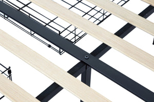 English Elm Queen Upholstered Bed Frame with Headboard, USB Charging, RGB LED Lights & 4 Storage Drawers, Dark Gray W1960P175566