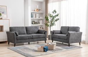 English Elm Damiano Gray Woven Fabric Sofa and Loveseat Set with Pocket Coil Support B2749S00154