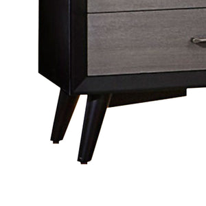 English Elm Contemporary Wooden Three Drawer Nightstand with Flared Legs for Modern Bedrooms B056P204752