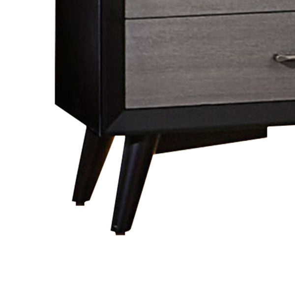English Elm Contemporary Wooden Three Drawer Nightstand with Flared Legs for Modern Bedrooms B056P204752