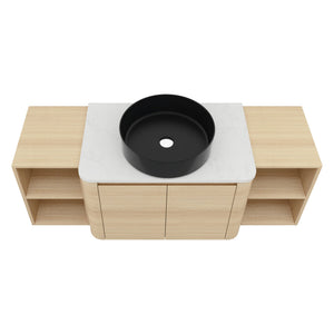 English Elm 54'' Wall-Mounted Bathroom Vanity With Elegant Ceramic Sink, Soft-Close Doors, Modern Shelving & More! W999S00476