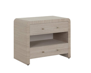 Sunpan ATHERTON Nightstand - Sand Raffia & Solid Wood, Soft-Closing Drawers, Modern Design & Safety Features 112286