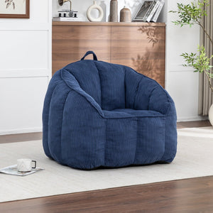 English Elm Giant Corduroy Bean Bag with Armrests Shredded Foam Lounge Chair for Living Room Dark Blue W2200P442629