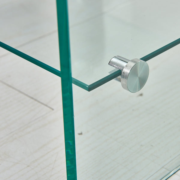 English Elm Glass Console Table - Modern Transparent Tempered Glass With Rounded Edges For Stylish Interiors W1718P233386