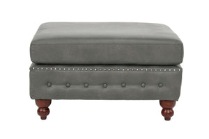 English Elm Slate Gray 3-Piece Leatherette Sectional Set - Reversible Loveseats & Versatile Ottoman For Comfort B011S01332-GIGA