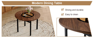 English Elm Table Set Round 42 Inch Wood Grain Mdf Dining with Glass Inset and Two Pu Chairs W1151S04494
