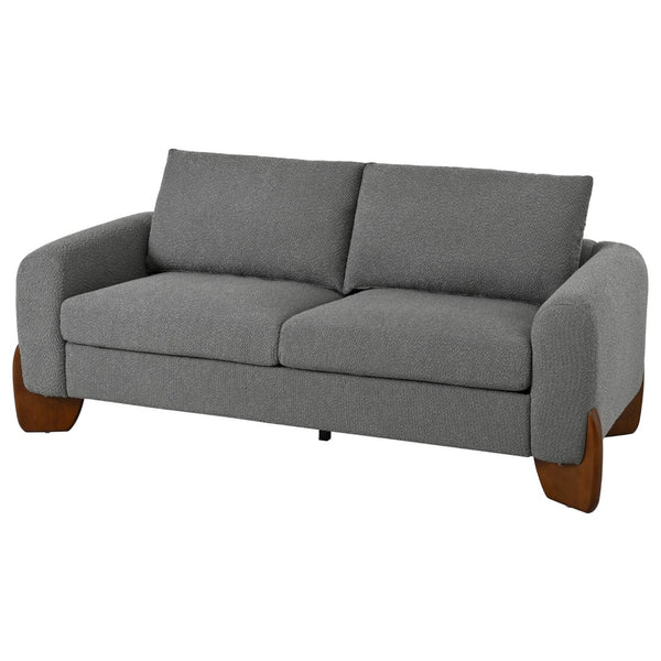 English Elm U_style Bouclé 3 Piece Living Room Sofa Set with Loveseat and Two Accent Armchairs Grey WY000479AAE