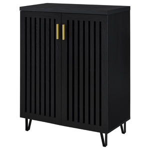 English Elm Clackamas Engineered Wood Shoe Cabinet with Hairpin Legs and Matte Gold Hardware Black B062P440404