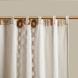 English Elm 1 Cotton Printed Window Panel Chenille Stripe Lined Bohemian Farmhouse Curtain B035P496604