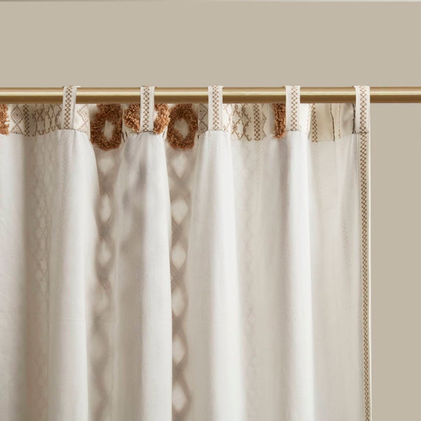 English Elm 1 Cotton Printed Window Panel Chenille Stripe Lined Bohemian Farmhouse Curtain B035P496604