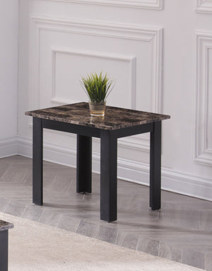 English Elm 3pc Modern Coffee & End Table Set with Faux Marble Tops Sleek Gray Finish Wooden Legs, Stylish Living Brown 45.5 L x 24.5 W x 3.38 H B011P232911