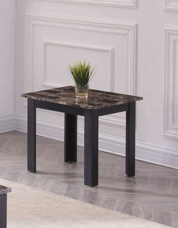 English Elm 3pc Modern Coffee & End Table Set with Faux Marble Tops Sleek Gray Finish Wooden Legs, Stylish Living Brown 45.5 L x 24.5 W x 3.38 H B011P232911