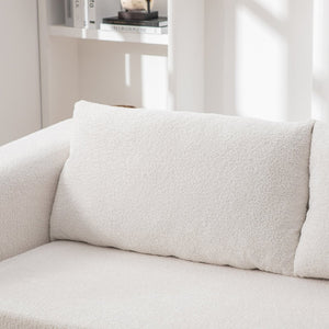 English Elm 71" Chenille Pull Out Sleeper Loveseat Convertible Floor Couch for Dorm or Guest Bedroom Ivory W3118P388899