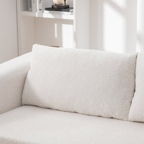 English Elm 71" Chenille Pull Out Sleeper Loveseat Convertible Floor Couch for Dorm or Guest Bedroom Ivory W3118P388899
