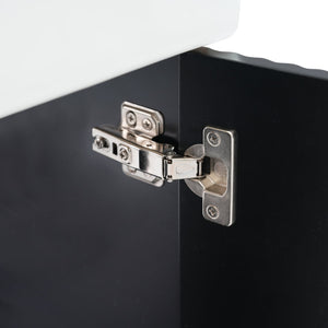 English Elm 21.6 Modern Floating Bathroom Vanity with Ceramic Basin, Wave Door, Rose Gold Handle, Space-Saving Black N729P170390B