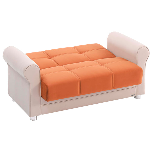 English Elm PrimeNest Ithara convertible upholstered loveseat with storage, sleeper sofa, leatherette comfort and sturdy design Orange B030P281723