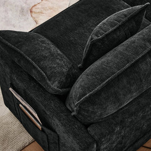 English Elm 101.9-inch Chenille Modular Sofa with Movable Footstool for Living Room Comfort Black W288S00032