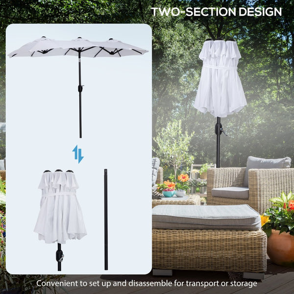 English Elm Outsunny 9.5' Double-Sided Patio Umbrella With Tilt & Crank, Large Canopy For Outdoor Shade & Style W2225P200475-GIGA