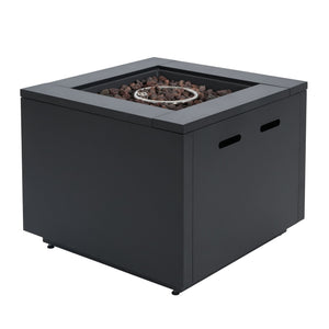 English Elm Christopher Knight Home® - 30inch Square Steel Fire Pit Table Black 40,000 BTU – 32.75x28.75x15.5, Galvanized Durable Patio Heater N772P300410B