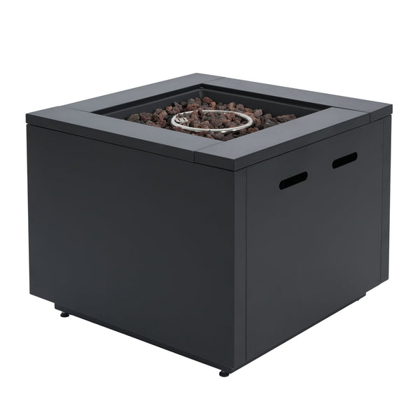 English Elm Christopher Knight Home® - 30inch Square Steel Fire Pit Table Black 40,000 BTU – 32.75x28.75x15.5, Galvanized Durable Patio Heater N772P300410B