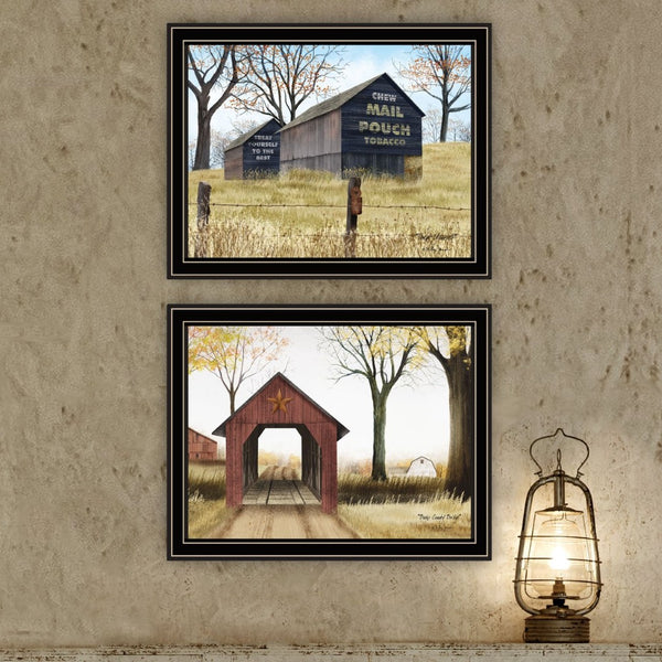 English Elm Trendy Decor 4u Billy Jacobs Pastoral Barn Bridge Black Framed Canvas Wall Art Set B067P254096