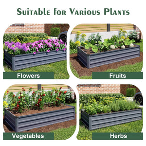 English Elm 6x3x1ft Galvanized Steel Raised Garden Bed Rust Proof Outdoor Planter for Vegetables W3213P464139