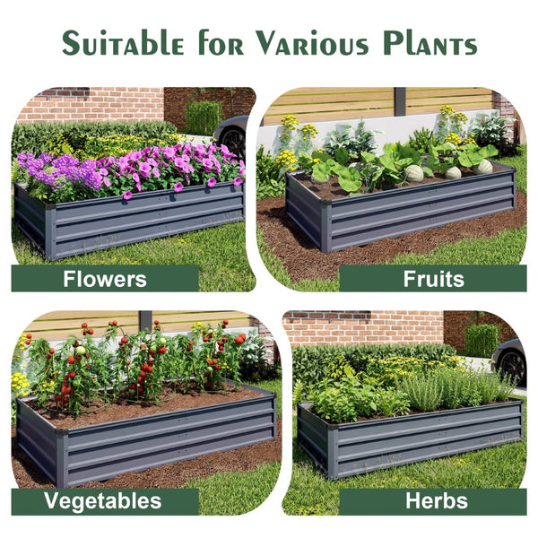 English Elm 6x3x1ft Galvanized Steel Raised Garden Bed Rust Proof Outdoor Planter for Vegetables W3213P464142