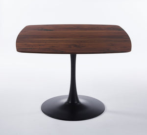 English Elm 42 42 Inch Square Dining Table Mid-Century Tulip Design for 4-6, Sturdy Metal Pedestal Base, Easy Assemble Walnut W3766P370366