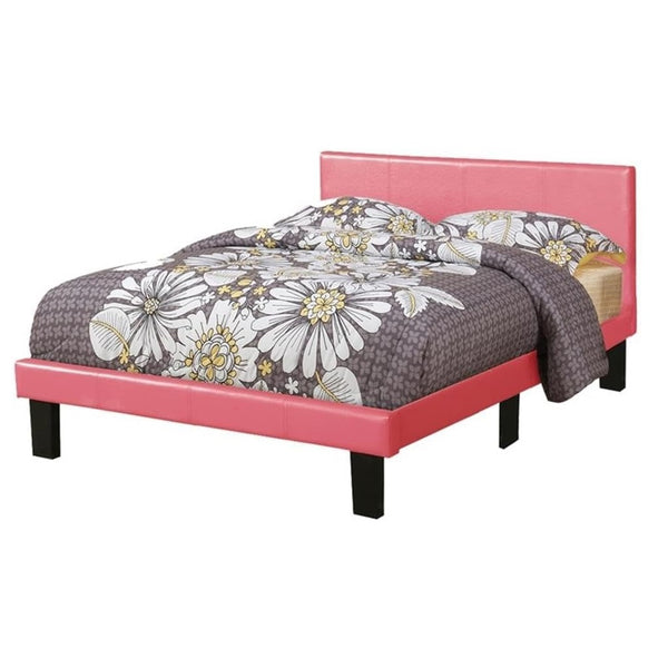 English Elm Simple Modern Faux Leather Upholstered Full Bed with Sturdy Wooden Slats, Streamlined Headboard Design for Comfortable Sleep and Durable Support Espresso,Pink 45 L x 29 W x 4 H B011P396732